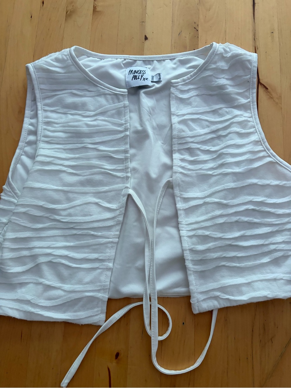 Princess Polly White Textured Crop Vest